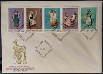 Kansanpuvut -merkkien FDC-kuori 1973, ei kulk.