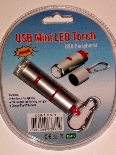 USB Mini LED Taskulamppu, uudelleen ladattava, 1.5h *UUSI*
