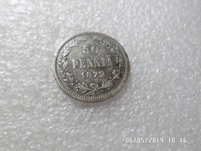 50  penniä 1872  hopeaa rahakehyksessä