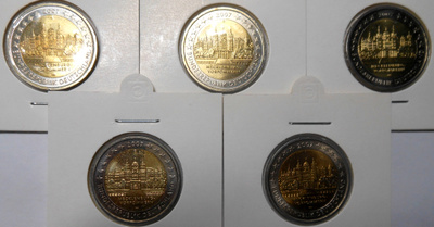Saksa. Mecklenburg - Vorpommern. 2€ 2007 A,D,F,G,J. UNC.