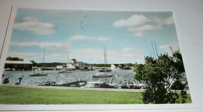 Ekenäs, Norra hamnen, vanha värivalokuvapk, p. 1961