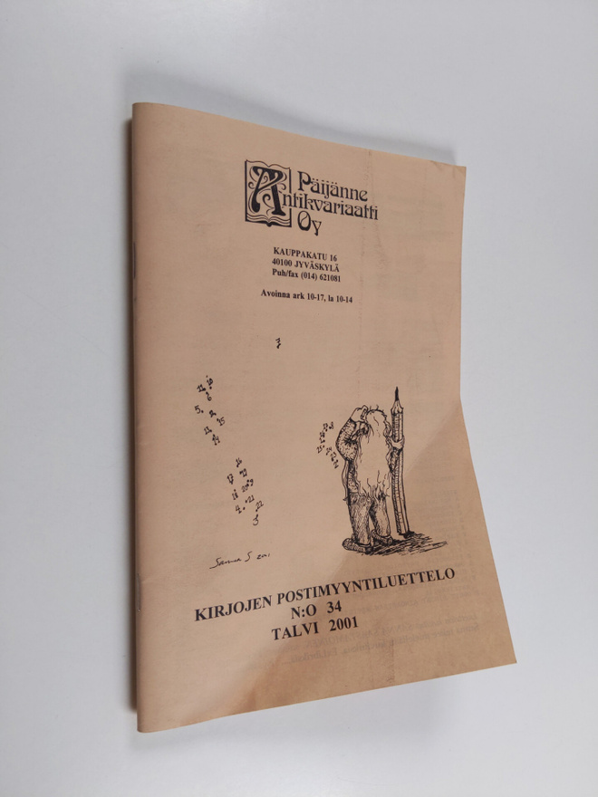 Kirjojen postimyyntiluettelo n:o 34 : talvi 2001
