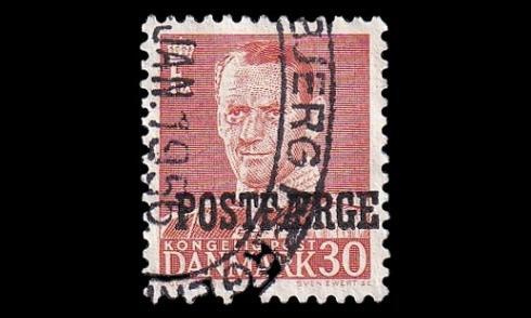 Tanska PF_36 o Frederik IX 30 öre punainen (1955)