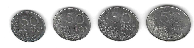4 KPL 50 PENNIN KOLIKOITA 2KPL 1990 JA 2KPL 1991 KÄYTETTYJÄ
