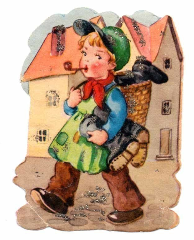 AFKH 17 / Kengänkiillottaja poika piippu suussa. 1950-l.