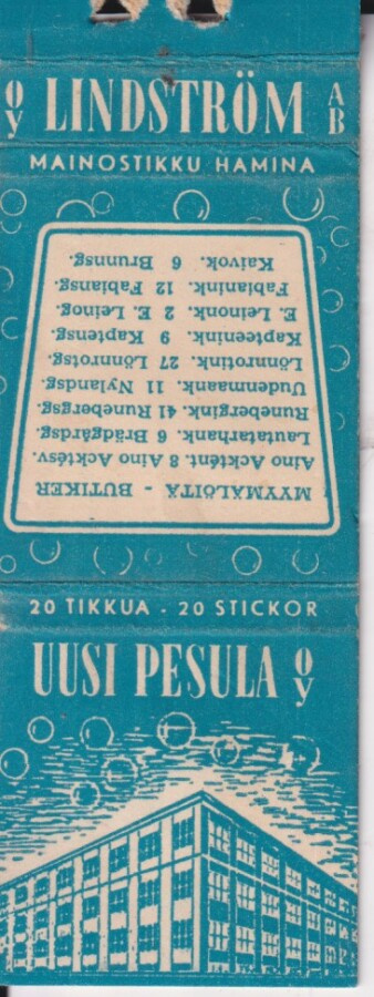 Hamina,  Oy Lindström Ab. Uusi Pesula Oy   s40