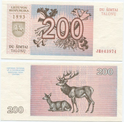 Liettua Lithuania 200 Talonas 1993 (P-45) UNC