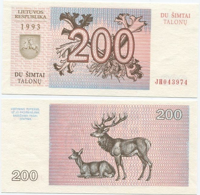 Liettua Lithuania 200 Talonas 1993 (P-45) UNC