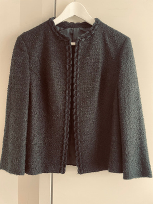 Chanel-tyylinen musta villajakku 36/38, aito vintage