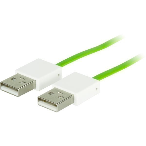 Deltaco USB 2.0 kaapeli A uros - uros, 0.5m, litteä, vihreä