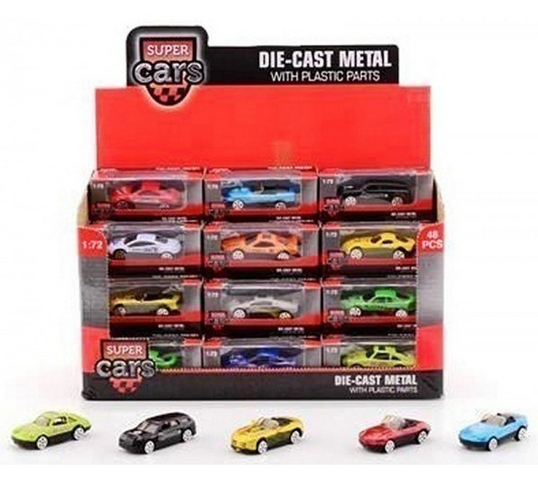 Super Cars, Die-Cast Metalli Auto Muoviosilla 12 autoa UUSIA