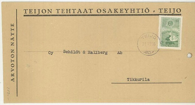 1955 10mk lennätin arvoton näyte