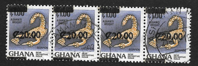 Ghana - Skorpioni (Mic. 4x1194) OO ylipainaman siirtymä