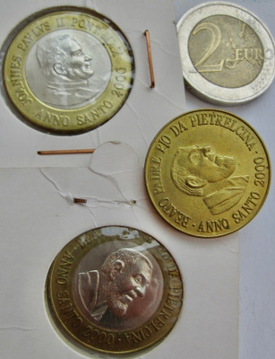 3 VANHAA Kolikkoa Vatikaani 2000 Ecco L'Euro
