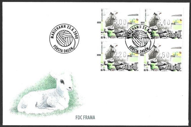 FDC Åland 2000 Lammas FRAMA sarja LaPe ATM Å 12