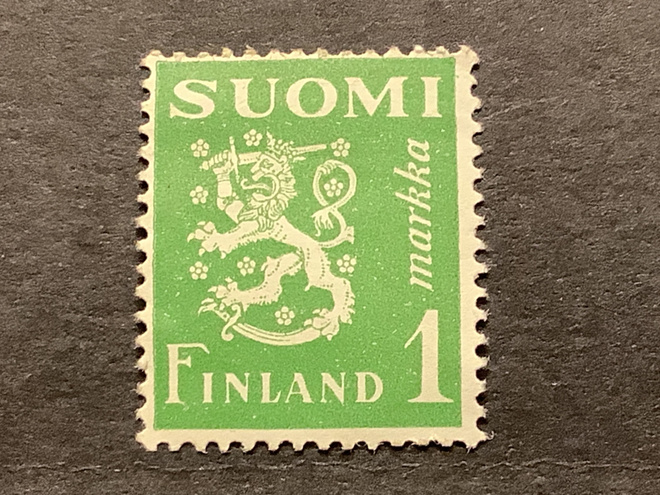 262 / 1942 M30 Leijona vihreä 1 mk ** postituore