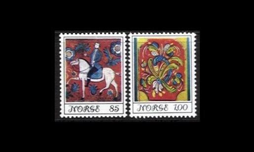 Norja 693-4 ** Norjalaista kansantaidetta (1974)