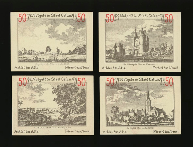 Saksa Notgeld 4 x 50 Pfennig, Calcar 1922
