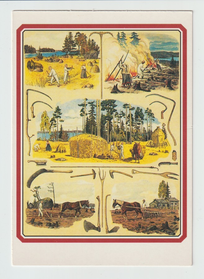 Postikortti, TAIDE, KALEVALA-AIHE, Maanviljelystoimet ja -ty