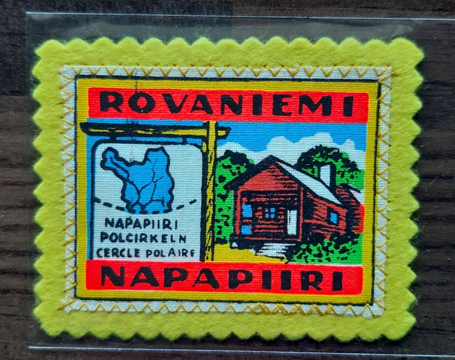Rovaniemi Napapiiri vintage kangasmerkki