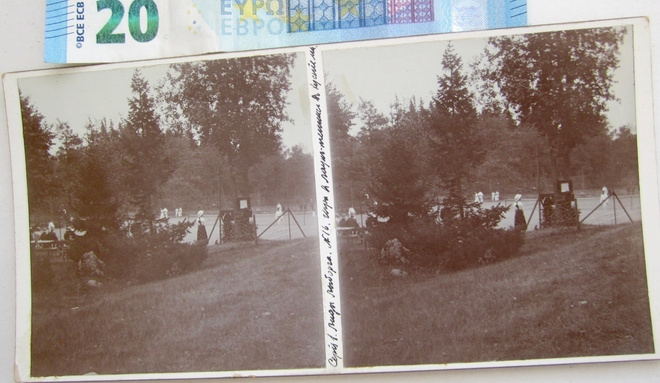 VANHA Stereo Valokuva Viipuri 1900-l Tennis ym