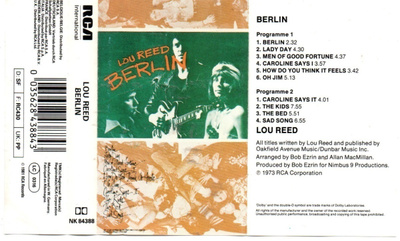 Lou Reed Berlin c-kasetti
