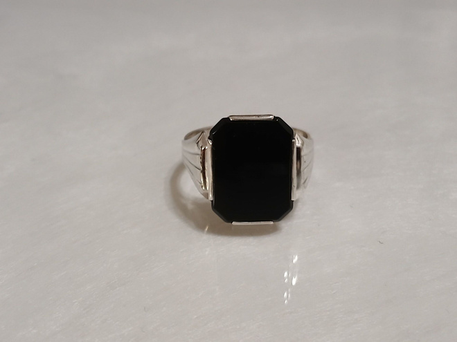 1972 kotimainen hopea Onyx kantasormus