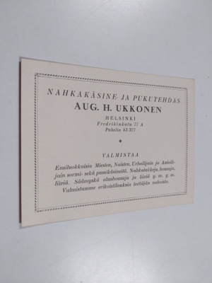 Nahkakäsine- ja pukutehdas Aug. H. Ukkonen
