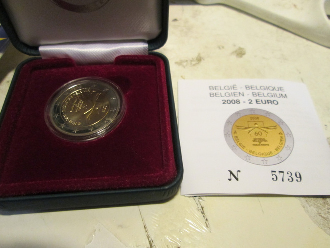 2008 Belgia 2€ proof HUMAN RIGHTS