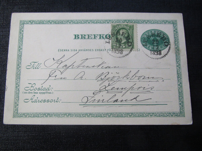5 öre 1898 Ehiökortti. Brefkort .Ruotsi- Sweden