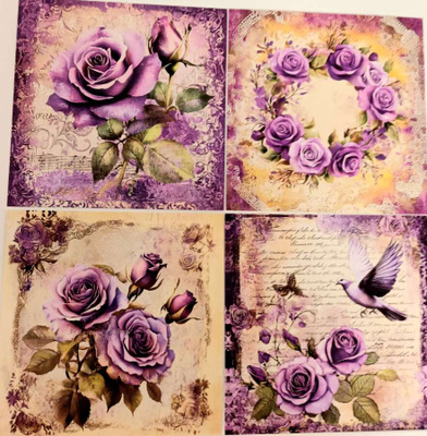 Kuviokartonki RUUSUT / 4 kpl -setti / 15 x 15 cm