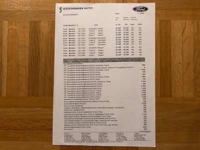 Hinnasto Ford Mondeo mk3 vuodelta 2005