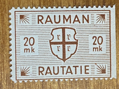 RAUTATIEMERKKI RAUMAN RAUTATIE 20MK 1945**