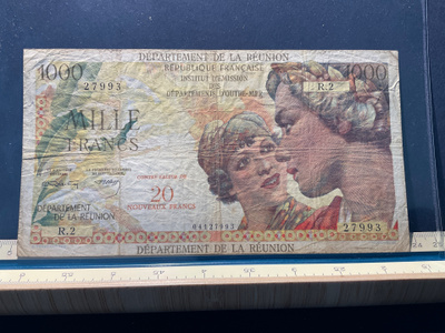La`Reunion - 20 nouveaux francs sur 1000 Francs, Type 1964.