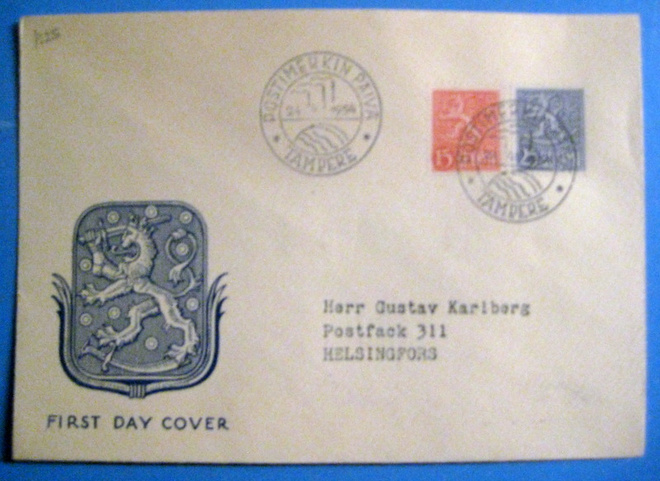 FDC-M54 Leijonat 15mk punainen 25mk sininen (103)