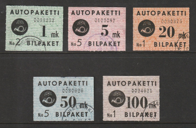 Autopaketti 1949-50 leimattu sarja.