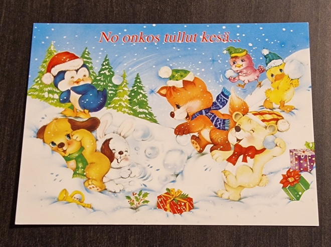 Joulukortti, postikortti, kulkenut
