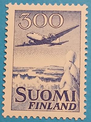 Yleismerkki 20.1.1958, 300 mk sininen, LAPE 488 **