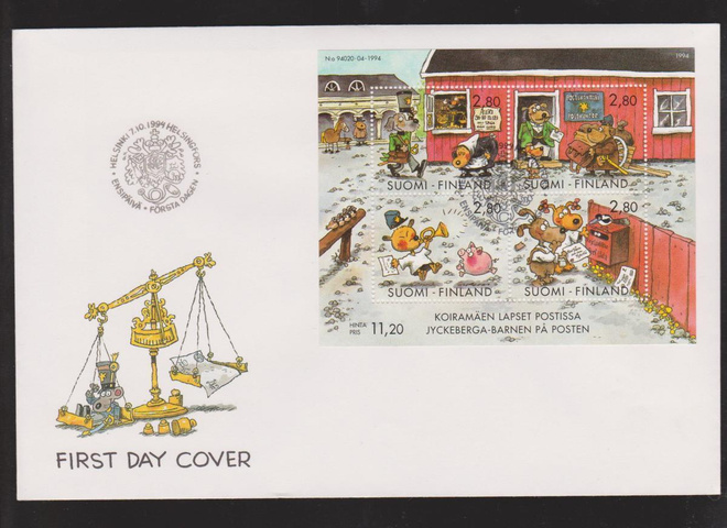 FDC 1994 Koiramäen lapset postissa BL14