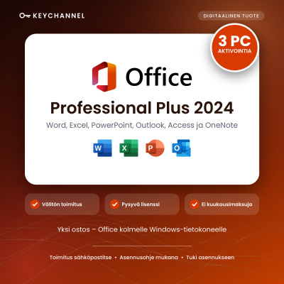 Office 2024 Pro Plus 3 PC | Tuoteavain | Välitön toimitus