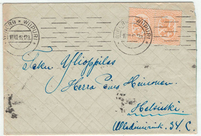 1918 M17 20p keltainen 2 kpl kirje
