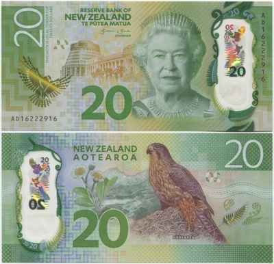 Uusi-Seelanti New Zealand 20 Dollars 2016 UNC UUSI Polymer