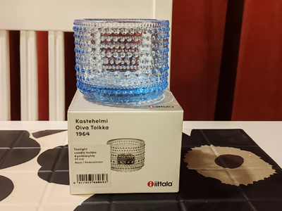 Iittala Kastehelmi kynttilälyhty, 64 mm, vedensininen