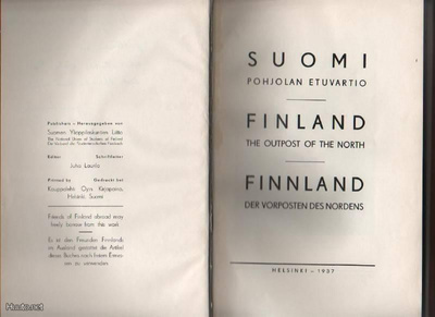 [Laurila]: Suomi : Pohjolan etuvartio, SYL 1937, nk, K3+,num