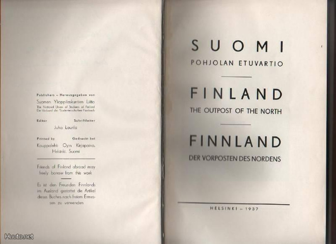 [Laurila]: Suomi : Pohjolan etuvartio, SYL 1937, nk, K3+,num