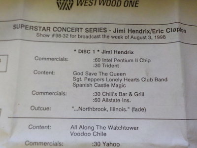 JIMI HENDRIX ERIC CLAPTON SUPERSTAR CONCERT LIVE RADIOSHOW
