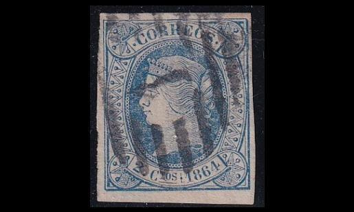 Espanja 55x o Isabella II 2 Cs valkoinen pap (1864)