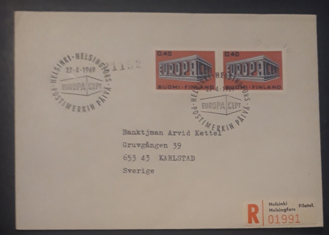 1969  Europa CEPT FDC merkkiparilla Rek