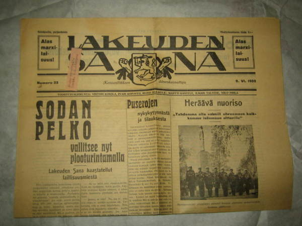 Sanomalehti: Lakeuden Sana (IKL) 9.6.1933