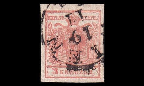 Itävalta 3_Y o Vaakuna 3 Kr WIEN (1850)